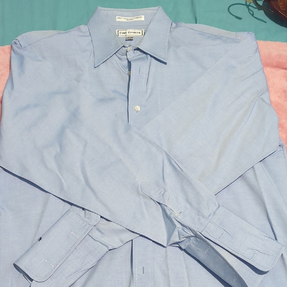 Paul Fredrick Light Blue Casual Button Down Shirt - Picture 4 of 7